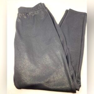 Women’s Shiny Black Textured Faux Snake Skin Leggings Size Small